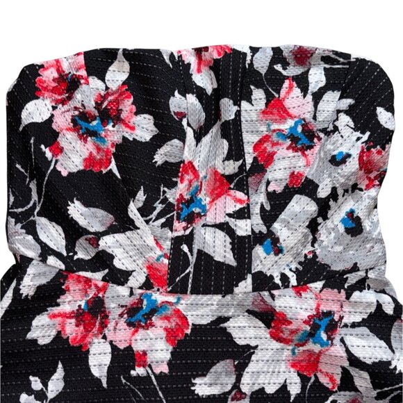 Express Strapless Floral Mini Dress-Black/White-Size 8-GUC - Picture 3 of 8